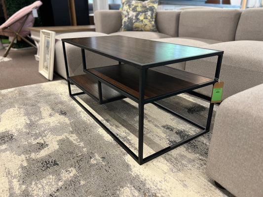 40in Contemporary Metal Coffee Table - Dark Walnut | Retail Price: $90