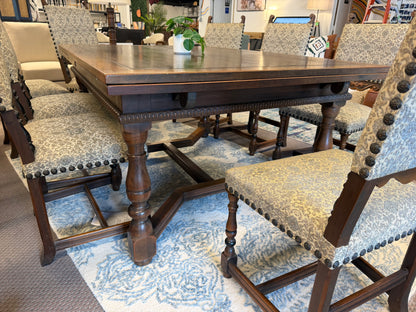 Stunning Kittinger Jacobean Extendable Antique Dining Set with 8 Upholstered Chairs Early 20th Century *donated