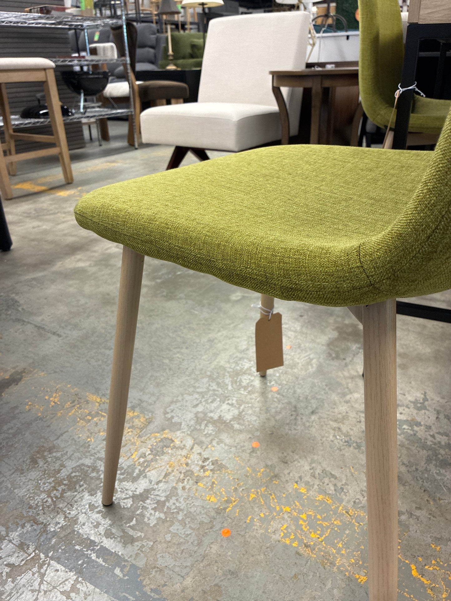 Assembled Set of 2 Raina Mid-Century Dining Chair Green - Christopher Knight Home: Contoured Seat, Iron Legs with Wood Finish, Polyester Upholstery  - Retails Unassembled for $116.99 - Star Rating Online: 4.7/5 Stars