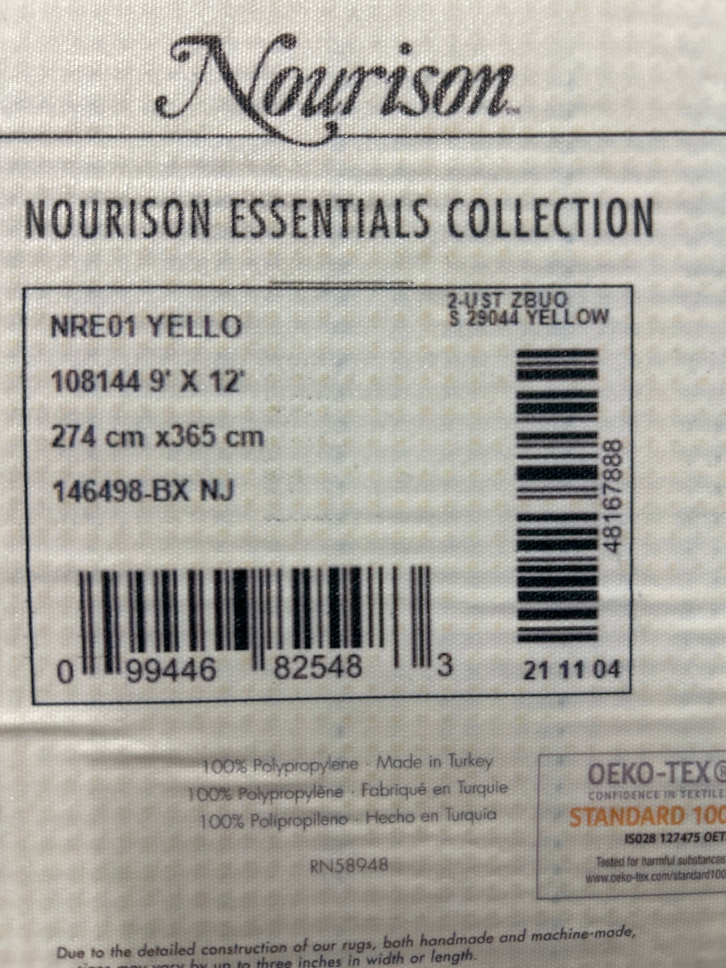 9 x 12 Nourison Essentials - area rug - mustard