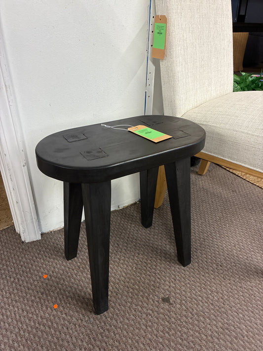 Woodland Tall Carved Wood Table Black - Threshold: Oval, No Assembly, 18" Height | Retail Price: $75