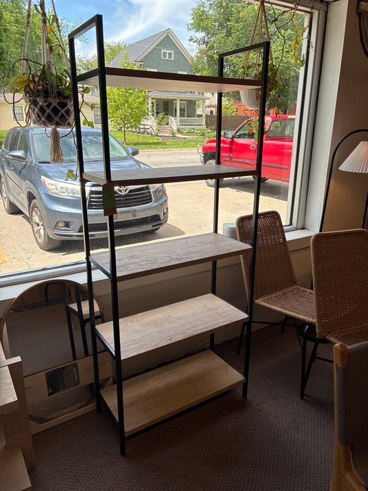 Assembled 72" Loring 5 Shelf Ladder Bookshelf Vintage Oak - Threshold: Metal Frame, Open Back Design, Adult Assembly Required - Retails Unassembled for $150