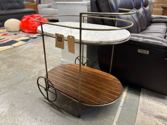 Two-Tier Marble Top Bar Cart Retail: $500