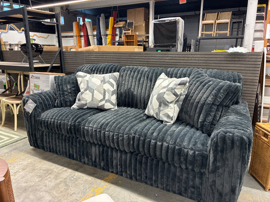 Midnight-Madness Collection 98in Track Arm Polyester Rectangle Removable Cushions Sofa in Dark Gray | Retail Price: $879