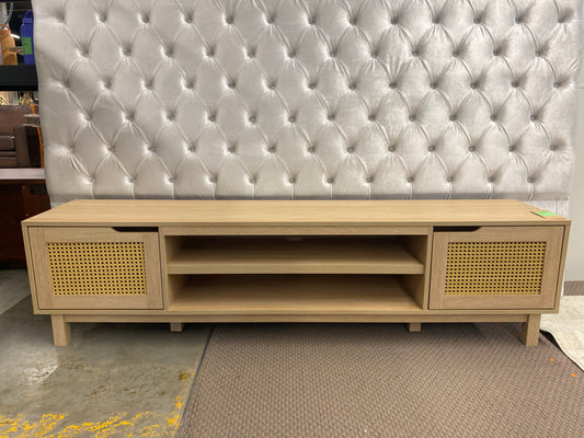 70" 2-Door with Rattan TV Stand - Coastal Oak