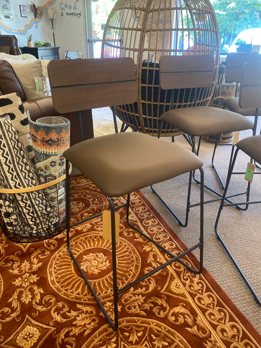Urban Counter Stool w/ Wood Back and Upholstered Seat - Brown | Retail Price: $59