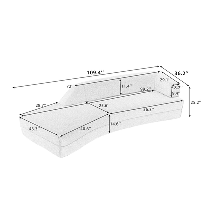 109.4" Curved Chaise Lounge Modern Indoor Sofa Couch for Living Room,