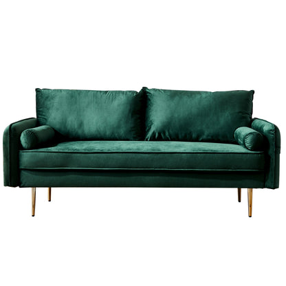 71'' Velvet  Sofa,mid century couch with 2 throw pillows & pockets for