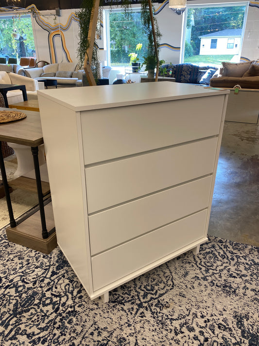 Modern 4 Drawer Dorm Dresser White - Room Essentials: Laminated, Streamlined, with Anti-Tip Hardware | Retail Price: $155