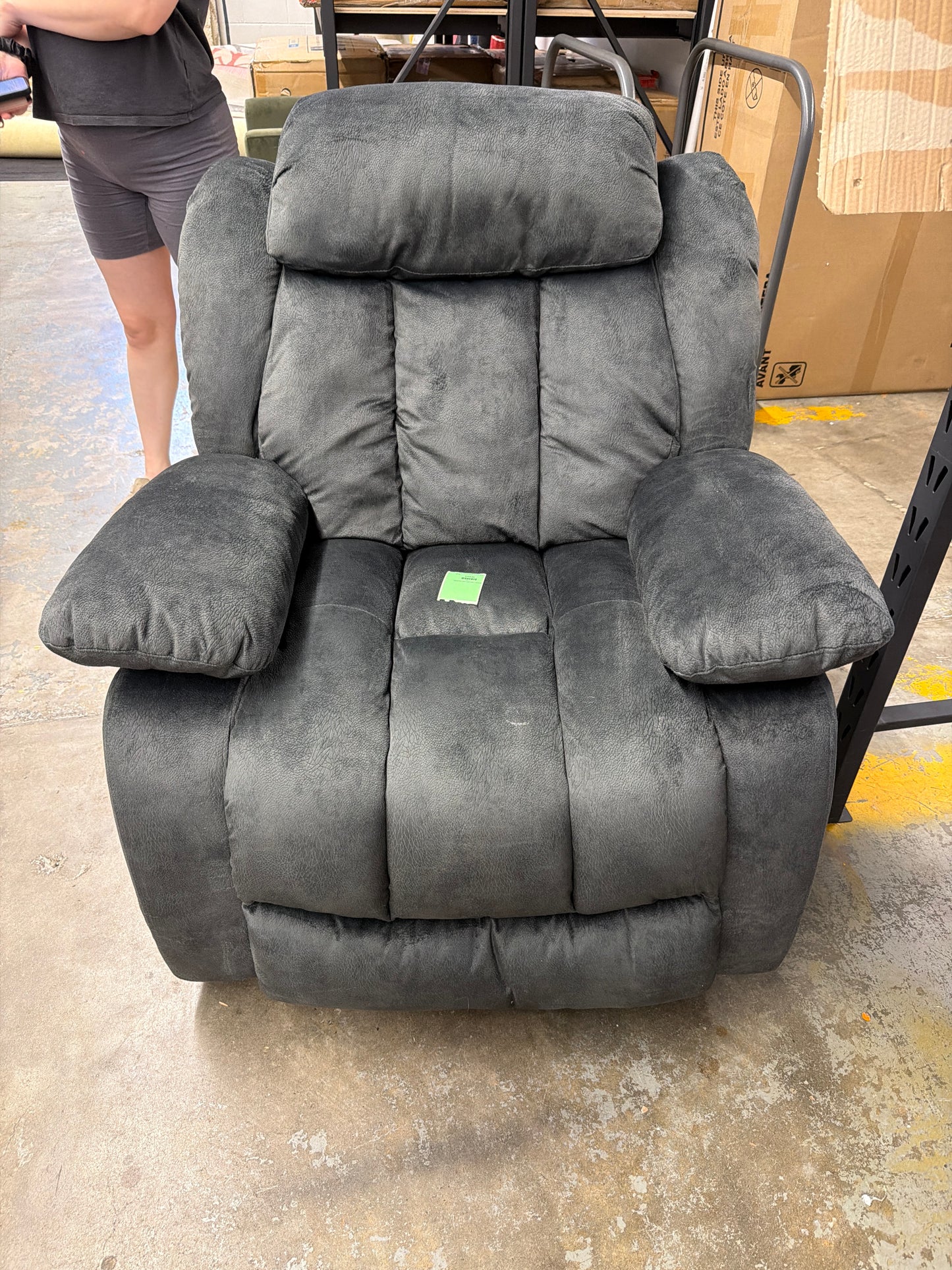 Plush Overstuffed Manual Recliner with Swivel