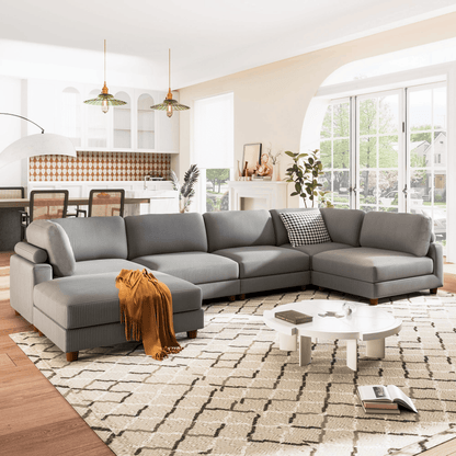 163''Modular Sectional Sofa,with Ottoman L Shaped Corner Sectional for