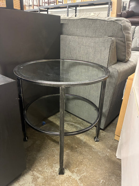 Jaymes Metal & Glass Round End Table in Black | Retail Price: $165