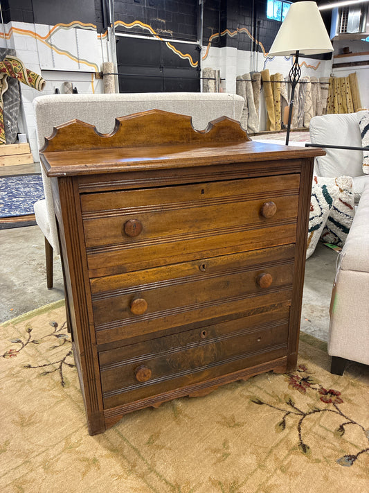 Antique Victorian 3 Drawer Solid Wood Chest of Drawers *donated missing one drawer pull
