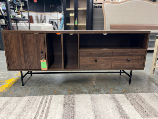 Jacklyn 60" Modern TV Console with Record Storage - Dark Walnut - Walker Edison