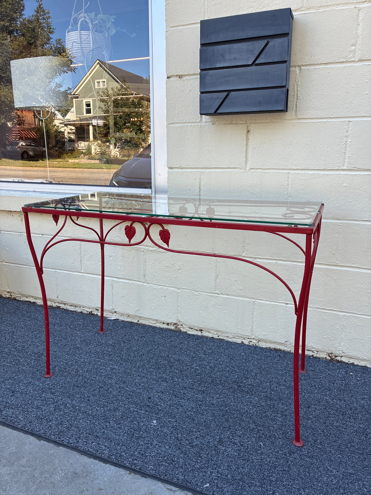Vintage Wrought Iron Red Outdoor Garden Table *donated