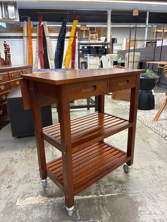 Jonathan Kitchen Cart Walnut - Winsome: Rolling Island with Storage, Wood Composite Surface — Retails elsewhere for $136.99
