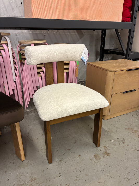 Macey Boucle Dining Chair in Ivory / Walnut | Retail Price: $190