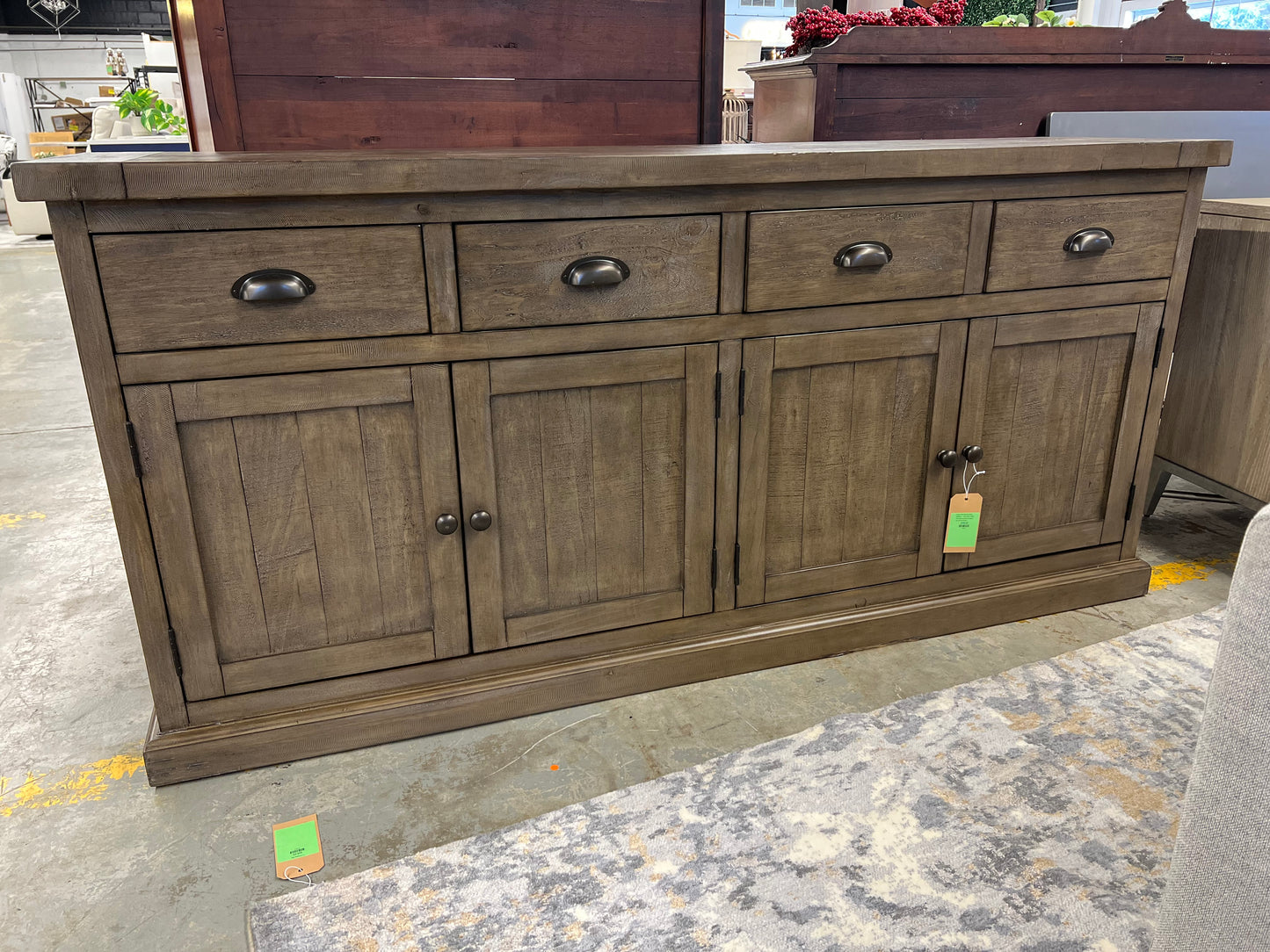 Kinston 74in Wide Solid Wood Sideboard - - Retail Price: $1499 AS IS Some cosmetic damage on side and front bottom