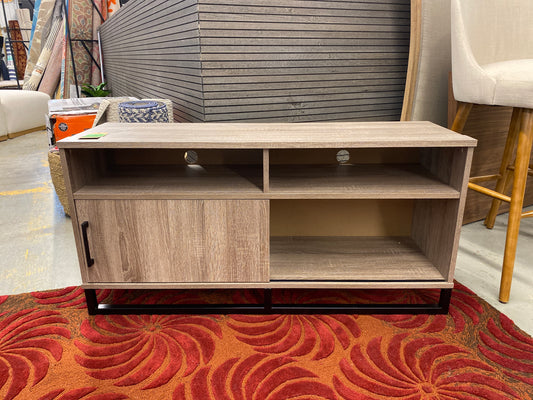 Mixed Material TV Stand for TVs up to 54in with Sliding Doors Gray - Room Essentials | Retail Price: $115