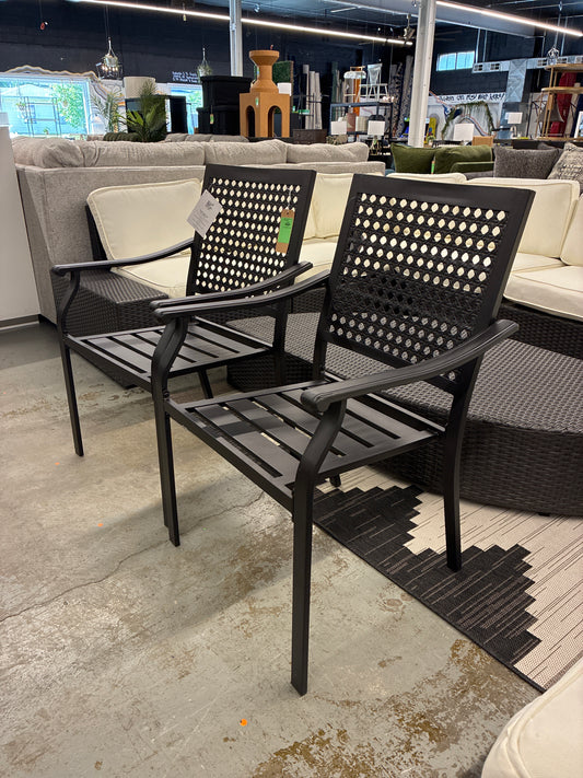 Set of 2 Black Sophia&William Wrought Iron Patio Dining Chairs