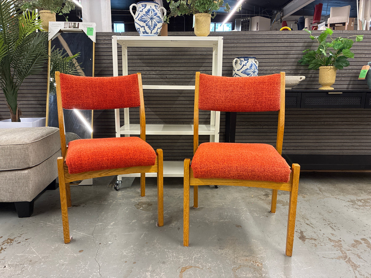 Set of 2 Vintage Orange Dining Chairs *donated