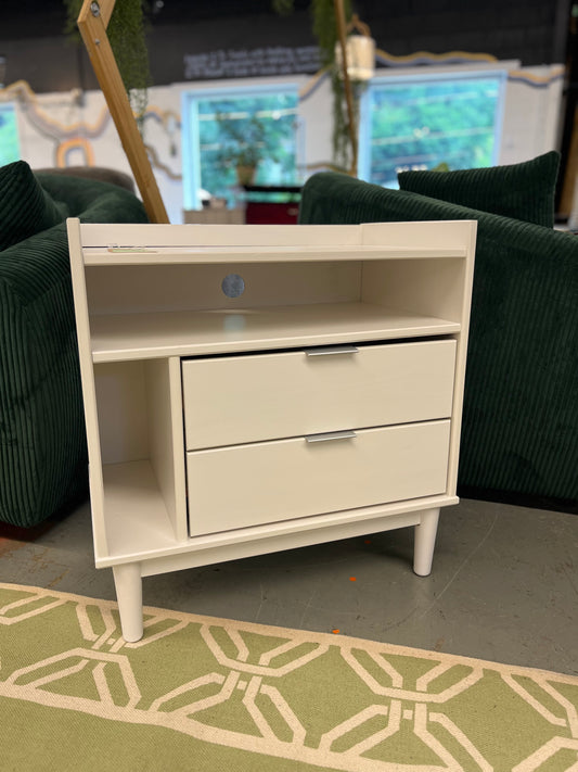 25in Solid Wood 2-Drawer Night Stand with Gallery - White | Retail Price: $100