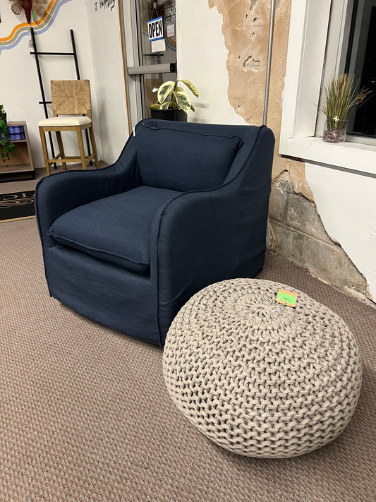 Slipcover style upholstered swivel accent chair Blue - Threshold designed with Studio McGee