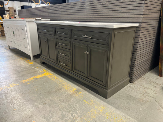 Annaline 72in Free-standing Double Bathroom Vanity with Engineered Stone Vanity Top  -- Retail Price: $1664 AS IS HAS CHIP ON CORNER