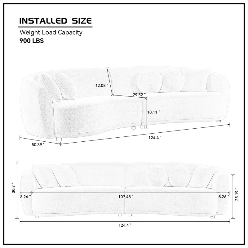 Sofa Soft / Comfy Teddy Fabric Upholstered Deep Seat Sectional Couch