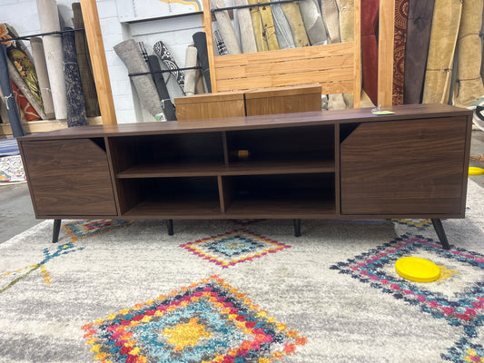 70" MCM Simple Wood TV Stand - Dark Walnut | Retail Price: $190