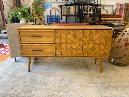 Tessa 58" Solid Wood 2-Drawer Prism Sideboard - Caramel | Retail Price: $405