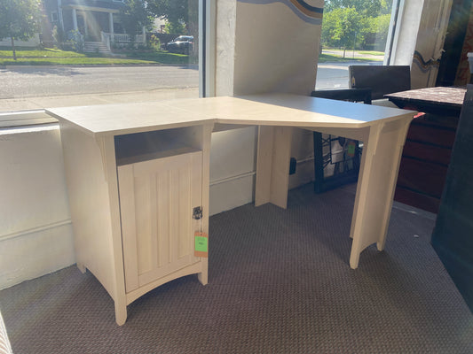 Salinas 55inW Corner Desk with Storage Antique White - Bush Furniture: Modern Style, Laminate Surface, MDF Frame | Retail Price: $207.99