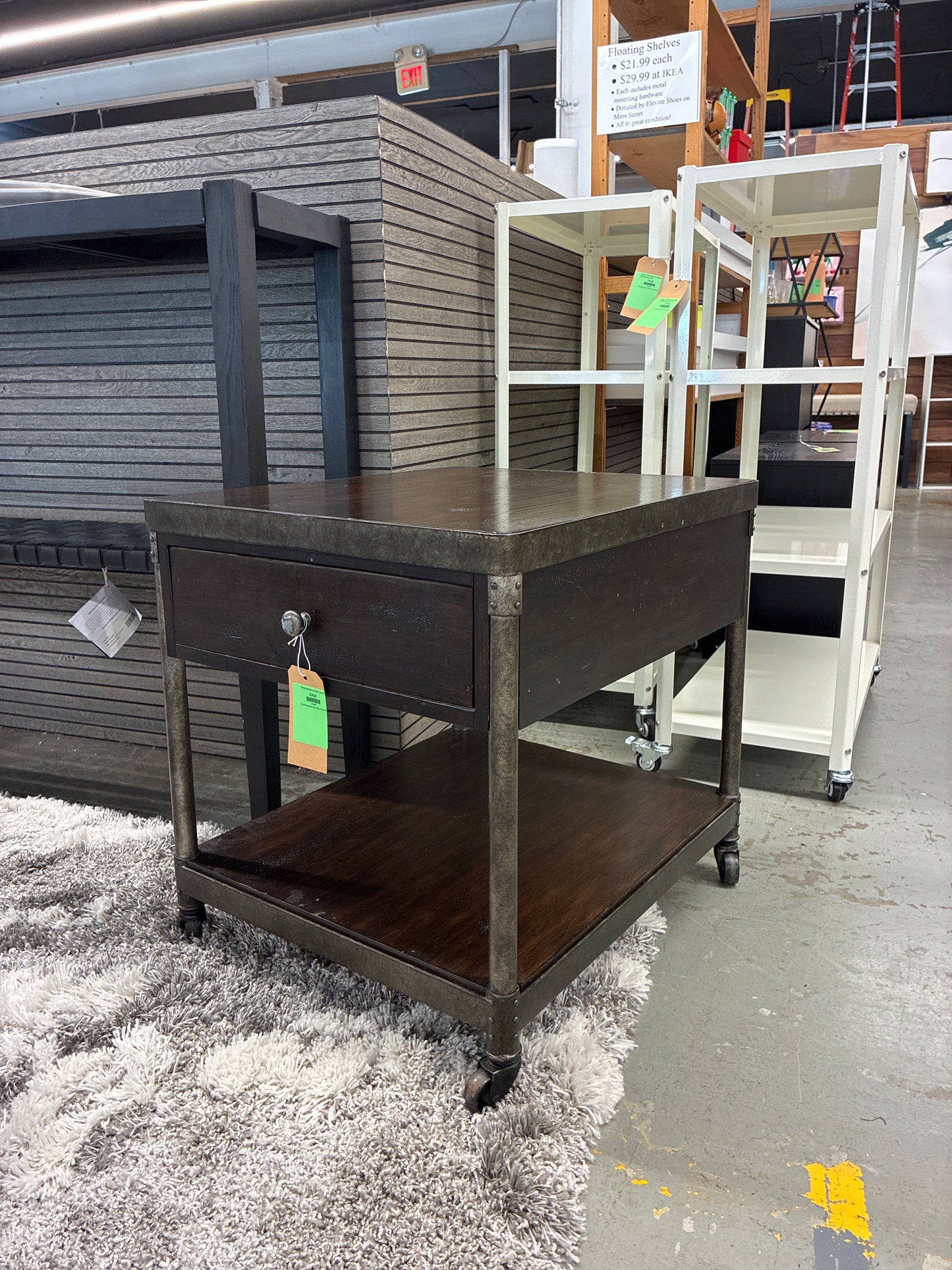 1 Drawer Industrial Side Table *donated