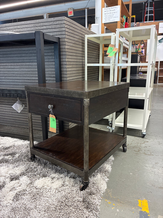 1 Drawer Industrial Side Table *donated