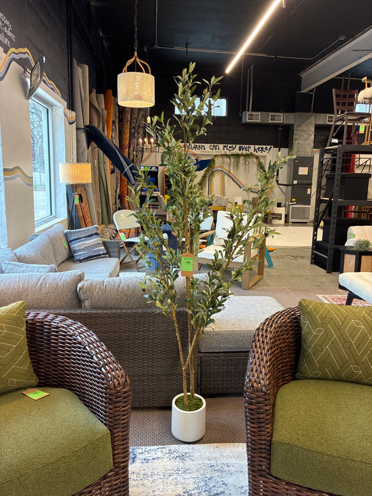 Olive Trees Artificial Indoor,Faux Olive Tree with Planter & Green Fake Moss, Artificial Plants with Natural Wood Trunk & Lifelike Fruits