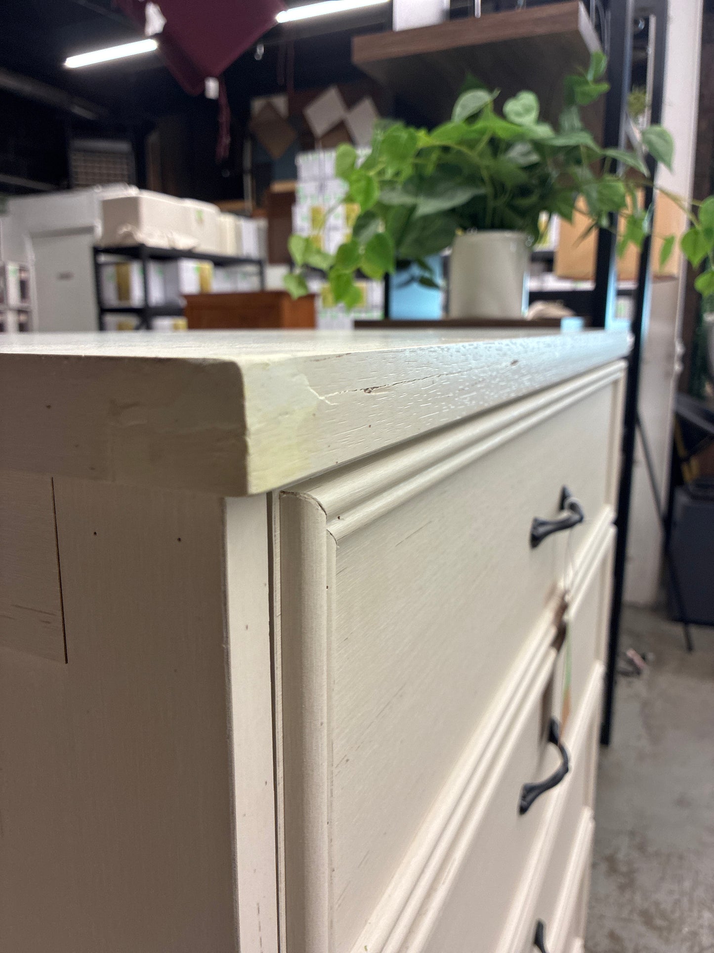 43in Tall 5 Drawer Chest of Drawers in Off White | AS IS repaired