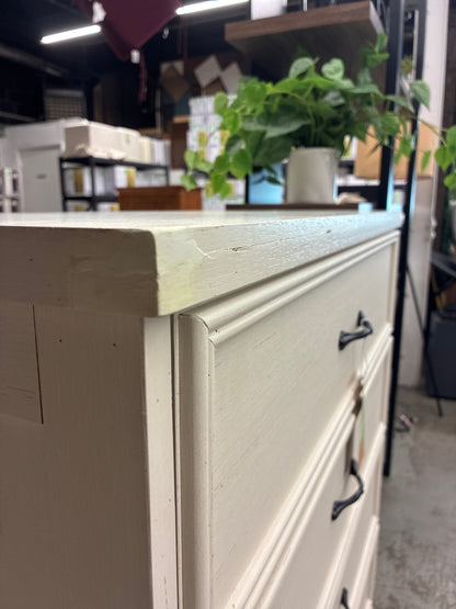 43in Tall 5 Drawer Chest of Drawers in Off White | AS IS repaired