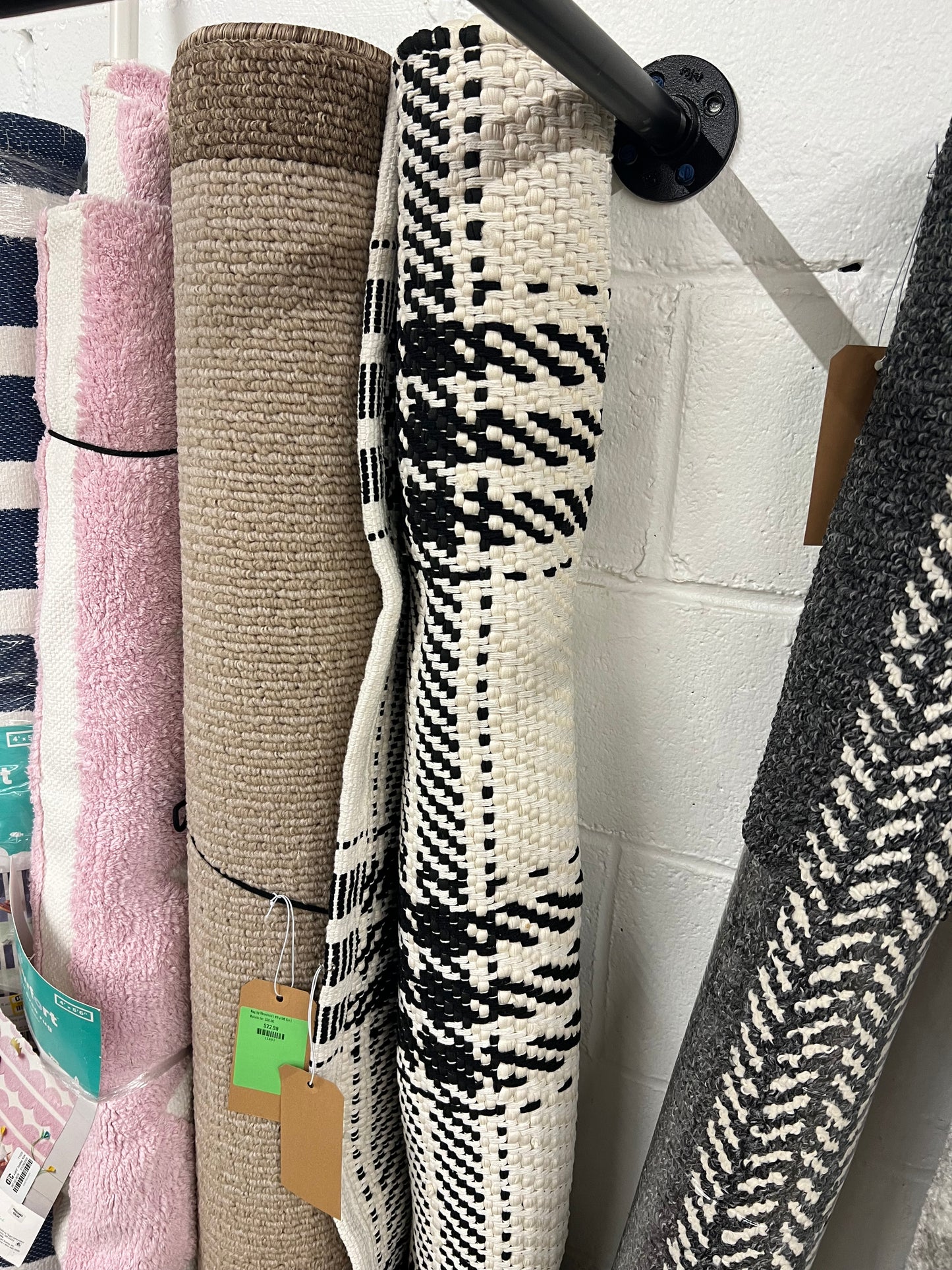Plaid Chindi Handwoven Rug in Black | 4ft x 5ft 6in | Retails for: $35.00
