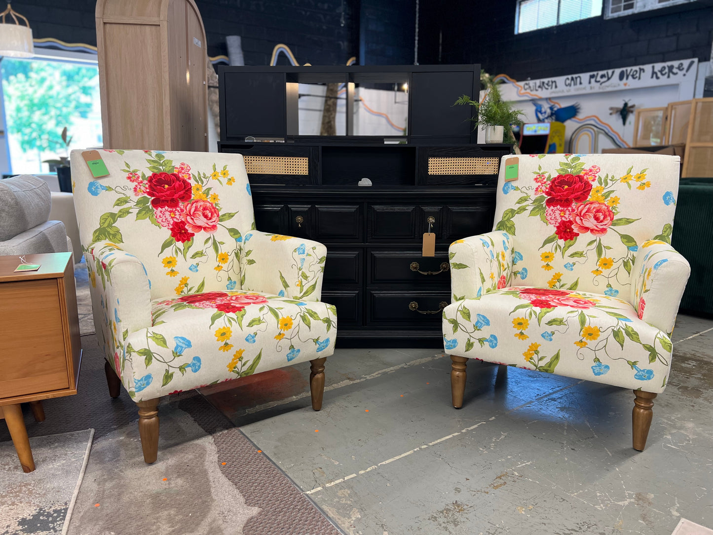 White Floral Accent Chair