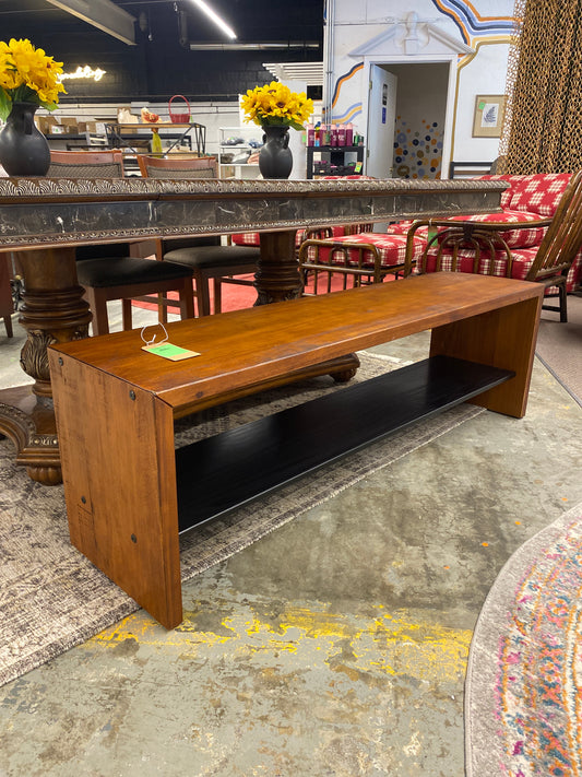 Alpine 58" Rustic Two-Tone Solid Wood Entry Bench - Amber | Retail Price: $209
