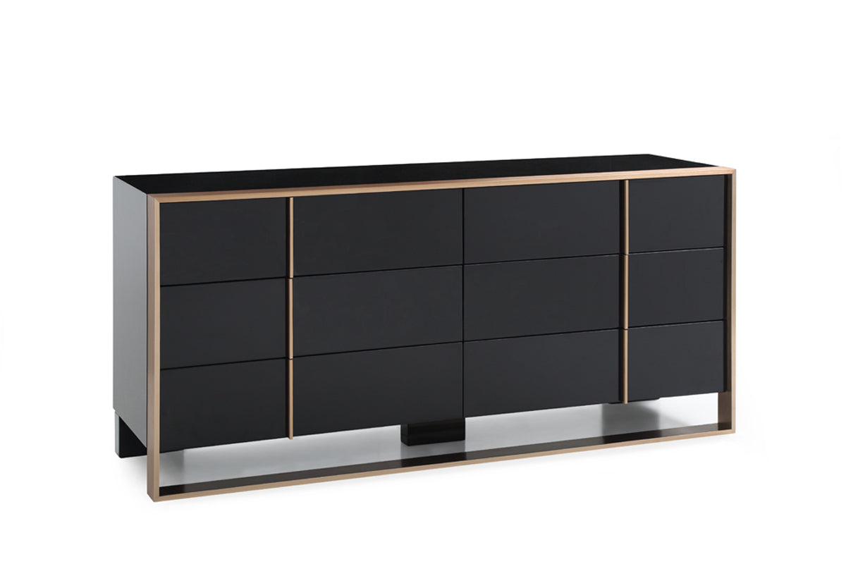 29inches Black and Brushed Bronze Dresser