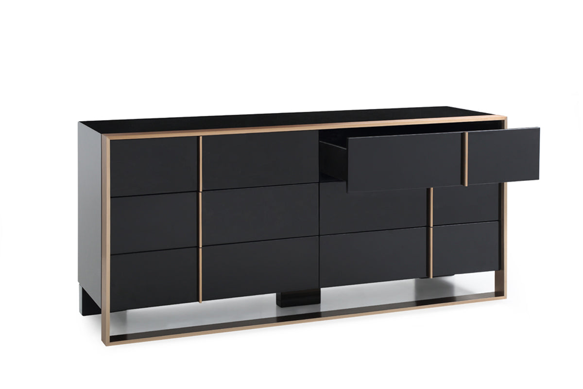 29inches Black and Brushed Bronze Dresser