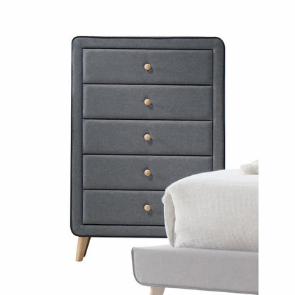 46inches Light Gray Upholstery 5 Drawer Chest Dresser with light