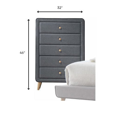 46inches Light Gray Upholstery 5 Drawer Chest Dresser with light