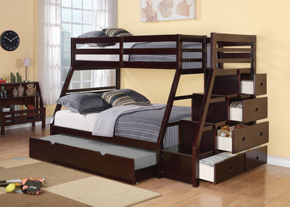 98inches X 56inches X 65inches Espresso Pine Wood Bunk Bed (Twin/Full)