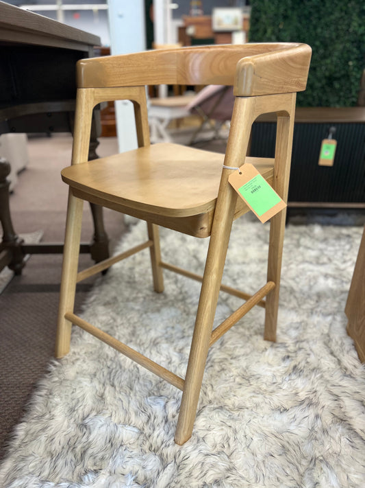 Ezra Modern Solid Wood Rounded Back Counter Stools - Natural | Retail Price: $113