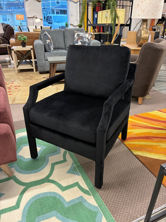 Genoa Upholstered Arm Chair in Black Velvet | Retail Price: $446