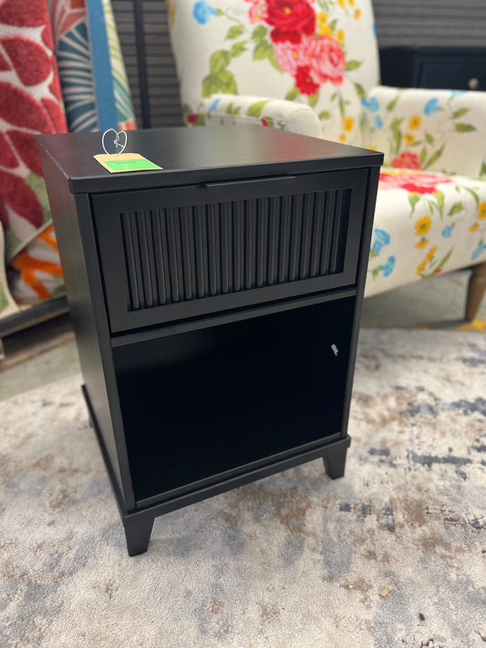 Modern Nightstand with Reeded Drawer Front - Black | Retail Price: $133