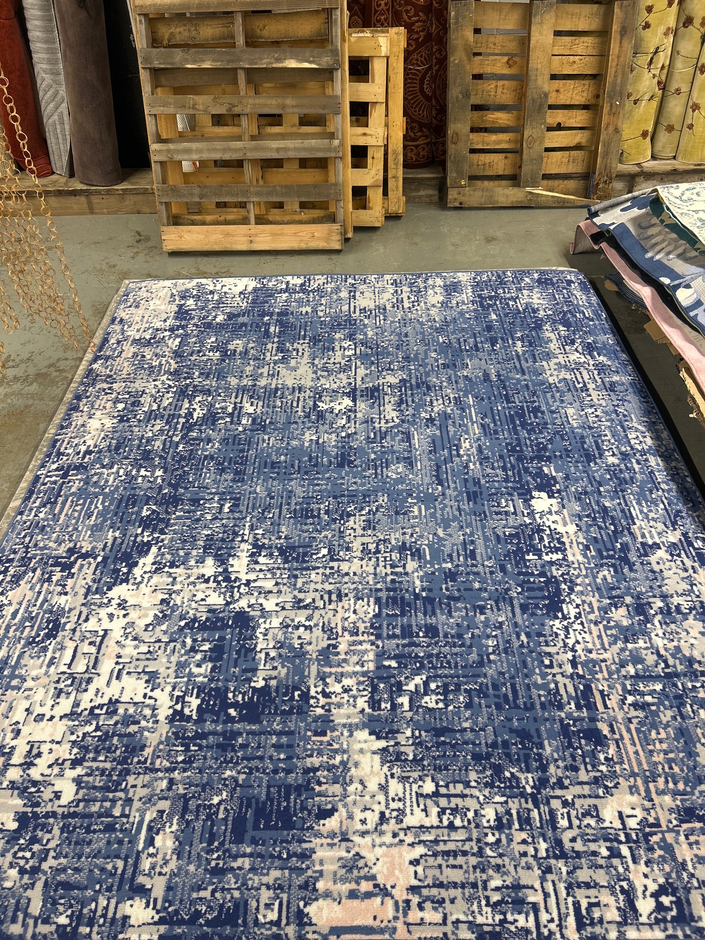 8 x 10 blue abstract rug