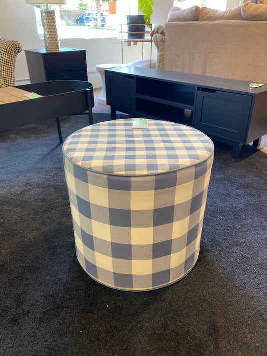 18"x16" Lydia Stripe Hexagon Outdoor Patio Poufs Navy/Off-White - Threshold designed with Studio McGee | Retail Price: $100